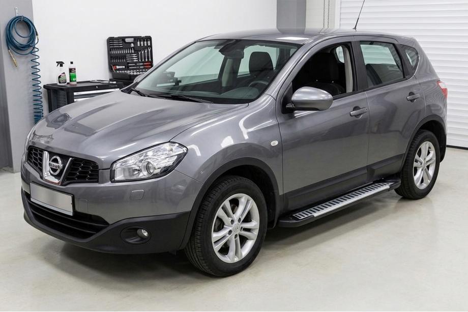 Nissan Qashqai 2010-2014 рр. Бокові пороги Line (2 шт., Алюміній) Фото 1