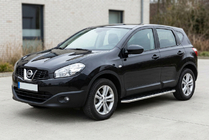 Nissan Qashqai 2010-2014 рр. Бокові пороги Maydos V1 (2 шт., Алюміній ↗ нерж) фото 1
