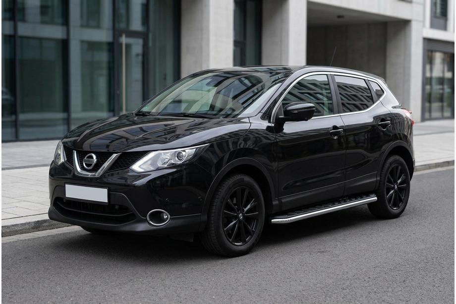 Nissan Qashqai 2014-2021 рр. Бокові пороги Maydos V1 (2 шт., Алюміній ↗ нерж) Image