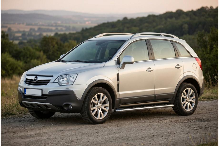 Opel Antara 2006-2017 рр. Бокові пороги Maydos V1 (2 шт., Алюміній ↗ нерж) Image