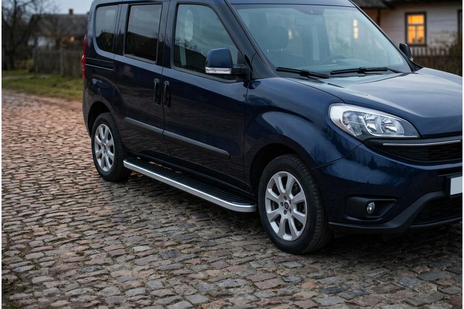 Opel Combo 2012-2018 рр. Бокові пороги Tayga Grey (2 шт., алюміній) Image