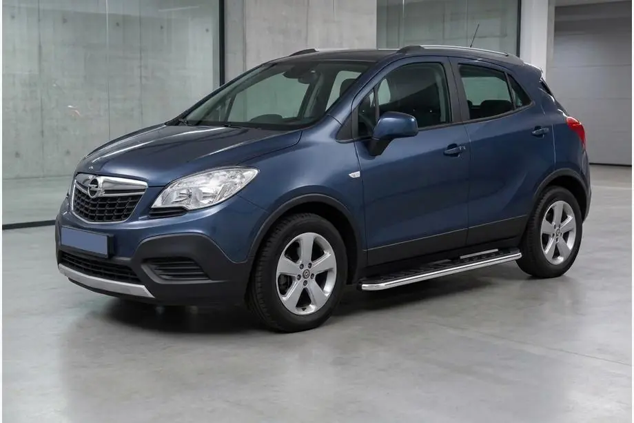 Opel Mokka 2012-2021 рр. Бокові пороги Maydos V1 (2 шт., Алюміній ↗ нерж) Image