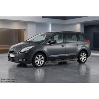 Бокові пороги Allmond Black (2 шт., алюміній) Peugeot 5008 2009-2016 рр. фото 1