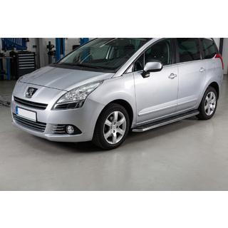 Бокові пороги Maydos V1 (2 шт., Алюміній ↗ нерж) Peugeot 5008 2009-2016 рр. фото 1