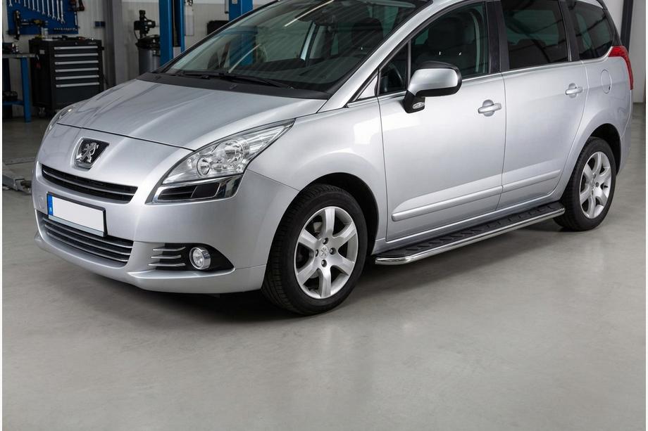 Peugeot 5008 2009-2016 рр. Бокові пороги Maydos V1 (2 шт., Алюміній ↗ нерж) Image