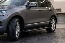 Porsche Cayenne 2003-2010 рр. Бокові пороги Bosphorus Black (2 шт., Алюміній) фото 1