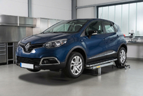Renault Captur 2013-2019 рр. Бокові пороги Maydos V1 (2 шт., Алюміній ↗ нерж) фото 1