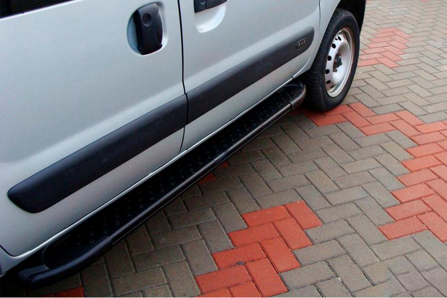 Renault Kangoo 1998-2008 рр. Бокові пороги Allmond Black (2 шт., алюміній) Image