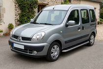 Renault Kangoo 1998-2008 рр. Бокові пороги Maydos V1 (2 шт., алюміній ↗ нерж) фото 1
