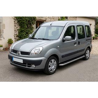 Бокові пороги Maydos V1 (2 шт., алюміній ↗ нерж) Renault Kangoo 1998-2008 рр. фото 1