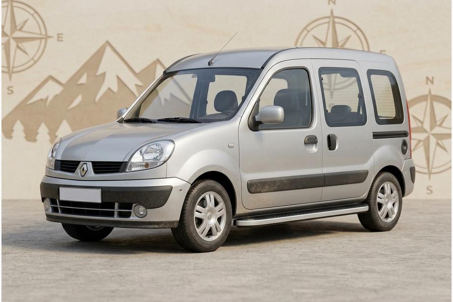 Renault Kangoo 1998-2008 рр. Бокові пороги Tayga Grey (2 шт., алюміній) Image