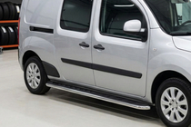 Renault Kangoo 2008-2020 рр. Бокові пороги Maydos V1 (2 шт., алюміній ↗ нерж) фото 1
