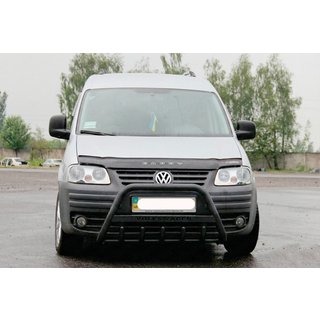 Кенгурятник WT004 Black (нерж) Volkswagen Caddy 2004-2010 рр. фото 2