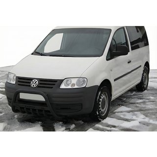 Кенгурятник WT004 Black (нерж) Volkswagen Caddy 2004-2010 рр. фото 1