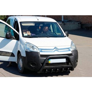 Кенгурятник WT004 Black (нерж) Citroen Berlingo 2008-2018 рр. фото 3