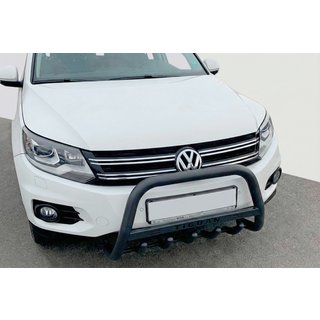 Кенгурятник WT004 Black (нерж) Volkswagen Tiguan 2007-2016 рр. фото 3
