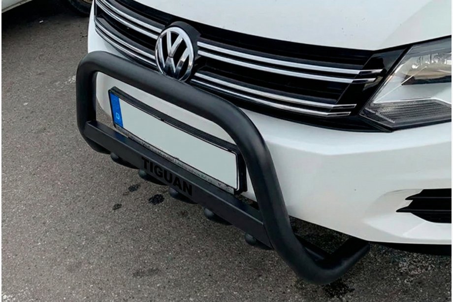 Volkswagen Tiguan 2007-2016 рр. Кенгурятник WT004 Black (нерж) Фото 2