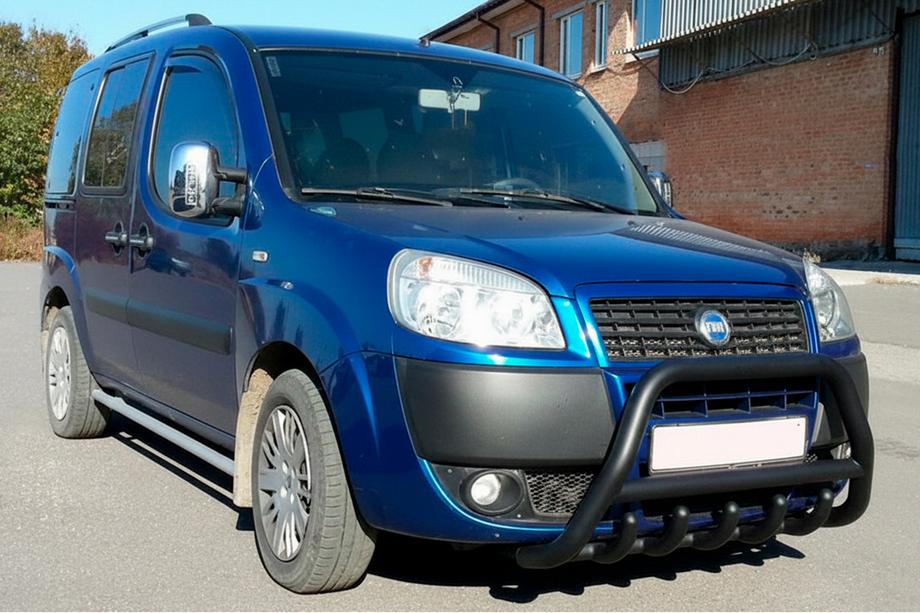 Fiat Doblo I 2005-2010 рр. Кенгурятник WT003 Black (нерж) Image