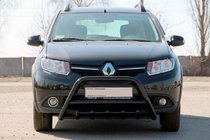 Renault Sandero 2013-2022 рр. Кенгурятник WT003 Black (нерж) фото 2
