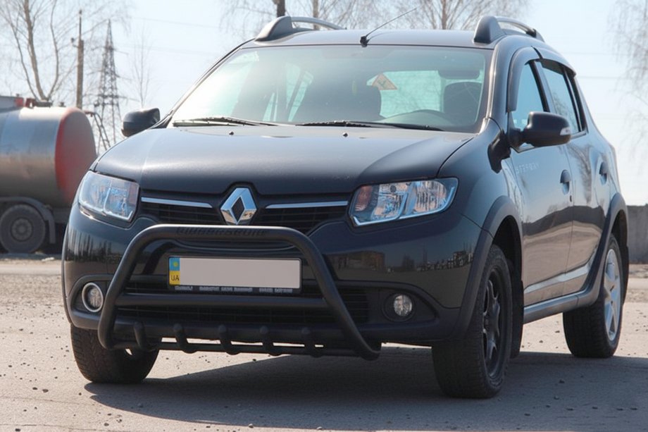 Renault Sandero 2013-2022 рр. Кенгурятник WT003 Black (нерж) Image