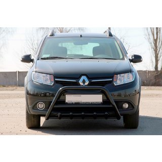 Кенгурятник WT003 Black (нерж) Dacia Sandero 2013-2020 рр. фото 2