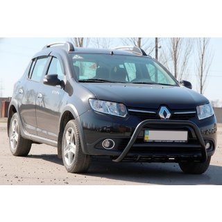 Кенгурятник WT003 Black (нерж) Dacia Sandero 2013-2020 рр. фото 3