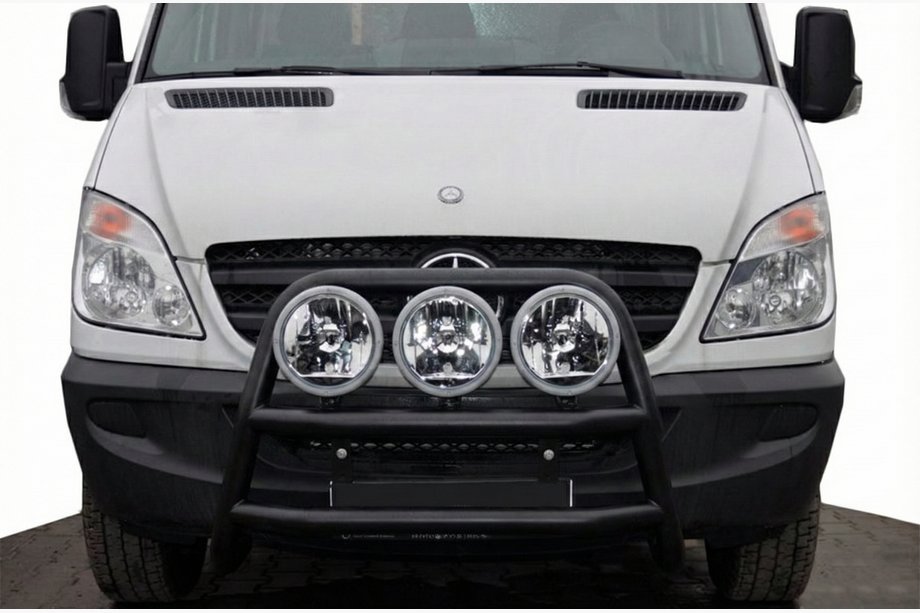 Mercedes Sprinter W906 2006-2018 рр. Кенгурятник високий WT018 Black (нерж.) Фото 1