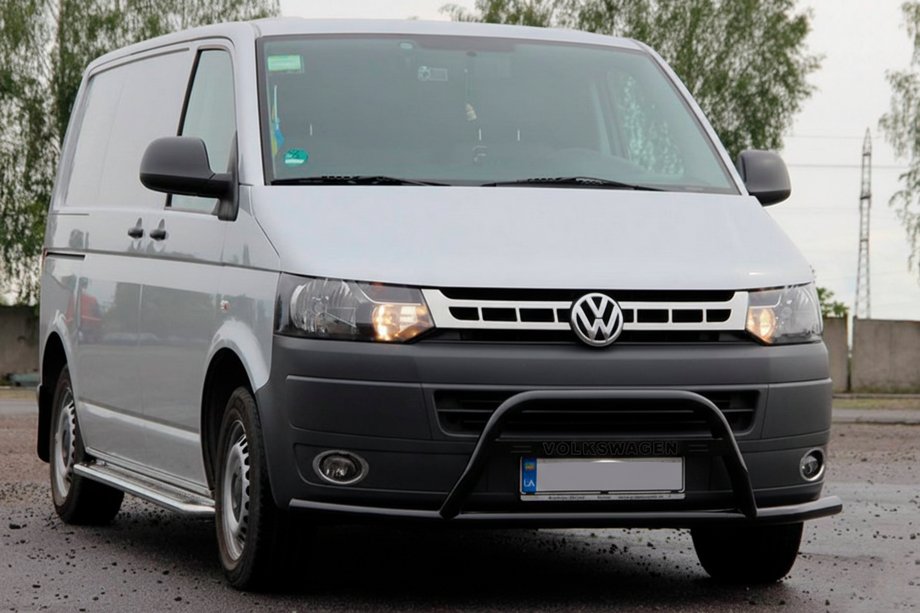 Volkswagen T5 2010-2015 рр. Кенгурятник WT007ST Black (нерж) Фото 1
