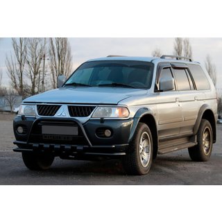Передній захист ST015WT Black (нерж) Mitsubishi Pajero Sport 1996-2007 рр. фото 1