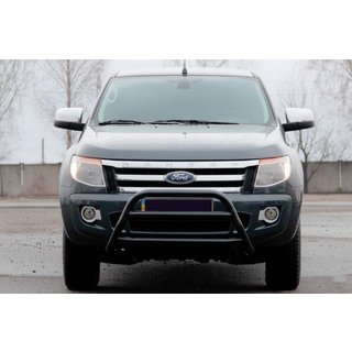 Передній захист WT022 Black (нерж.) Ford Ranger 2011-2022 рр. фото 1
