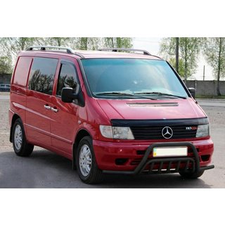 Кенгурятник із вусами WT002 Plus Black (нерж.) Mercedes Vito W638 1996-2003 рр. фото 2