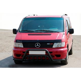 Кенгурятник із вусами WT002 Plus Black (нерж.) Mercedes Vito W638 1996-2003 рр. фото 1
