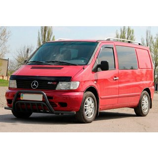 Кенгурятник із вусами WT002 Plus Black (нерж.) Mercedes Vito W638 1996-2003 рр. фото 3