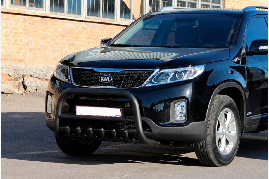 Kia Sorento II XM 2009-2014 рр. Кенгурятник WT021 Black (нерж.) Фото 1