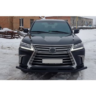 Передній захист ST014 Black (2015+, нерж) Lexus LX570/450d 2008-2022 рр. фото 2