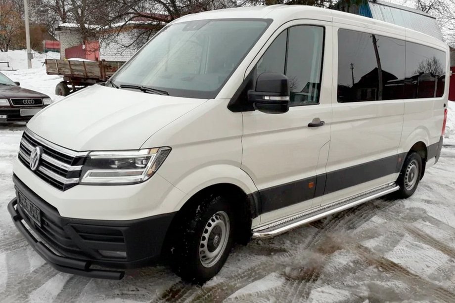 Volkswagen Crafter 2016- рр. Передній захист ST085 Black (нерж) Фото 1