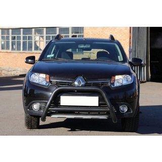 Передня дуга WT006 Black (нерж.) Dacia Sandero 2013-2020 рр. фото 2