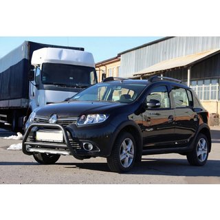 Передня дуга WT006 Black (нерж.) Dacia Sandero 2013-2020 рр. фото 3
