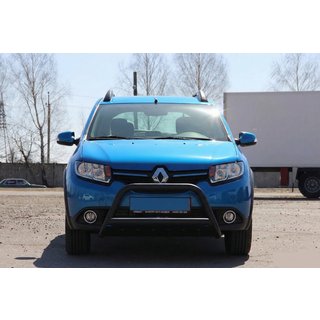 Передня дуга WT006 Black (нерж.) Dacia Sandero 2013-2020 рр. фото 1