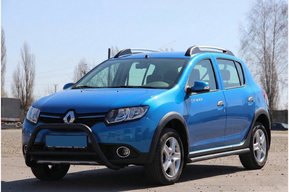 Dacia Sandero 2013-2020 рр. Передня дуга WT006 Black (нерж.) Фото 6