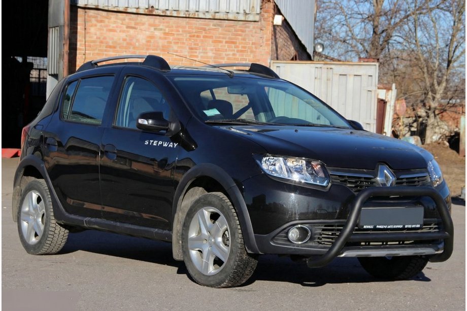 Dacia Sandero 2013-2020 рр. Передня дуга WT006 Black (нерж.) Фото 4