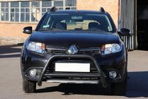 Renault Sandero 2013-2022 рр. Передня дуга WT006 Black (нерж.) фото 2