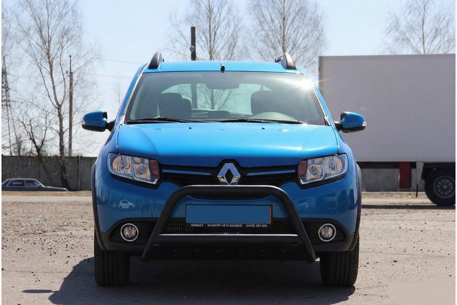 Renault Sandero 2013-2022 рр. Передня дуга WT006 Black (нерж.) Image