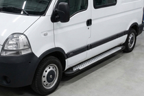 Renault Master 1998-2010 рр. Бокові пороги Allmond Grey (2 шт., алюміній) фото 1