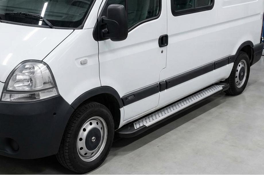 Renault Master 1998-2010 рр. Бокові пороги Allmond Grey (2 шт., алюміній) Image