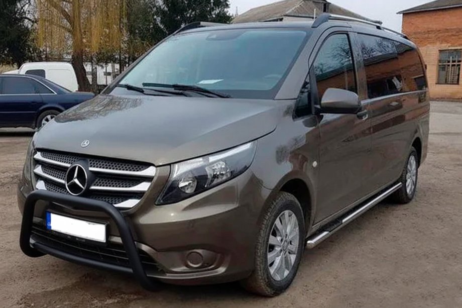 Mercedes Vito/V-class W447 2014- рр. Кенгурятник WT006 Black (нерж.) Фото 2