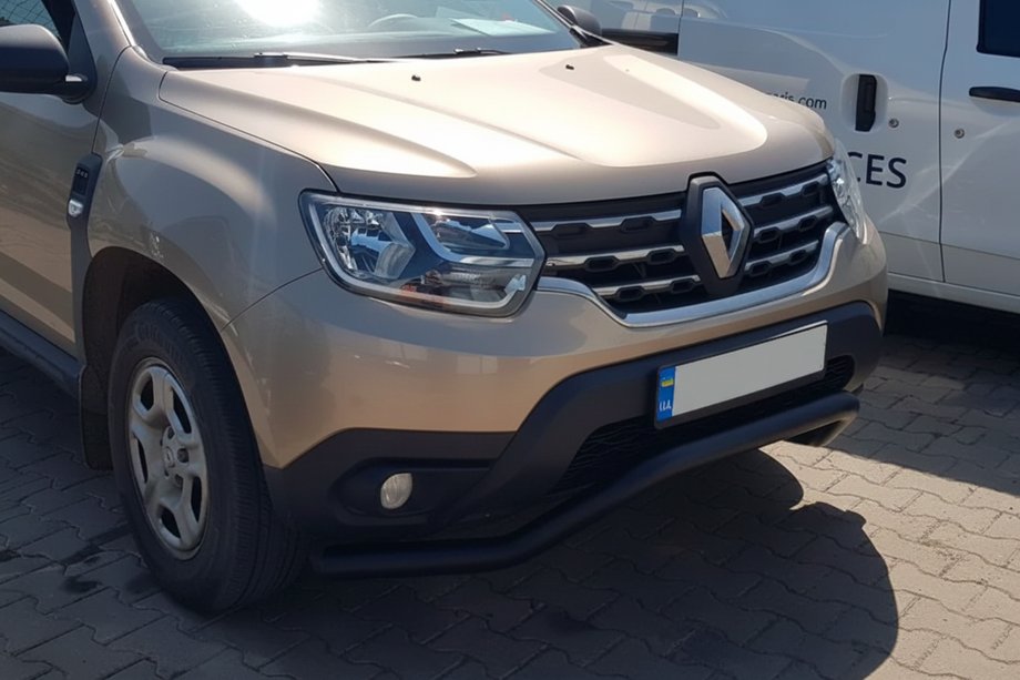 Dacia Duster 2018-2024 рр. Передній захист WT008 Black (нерж.) Фото 4
