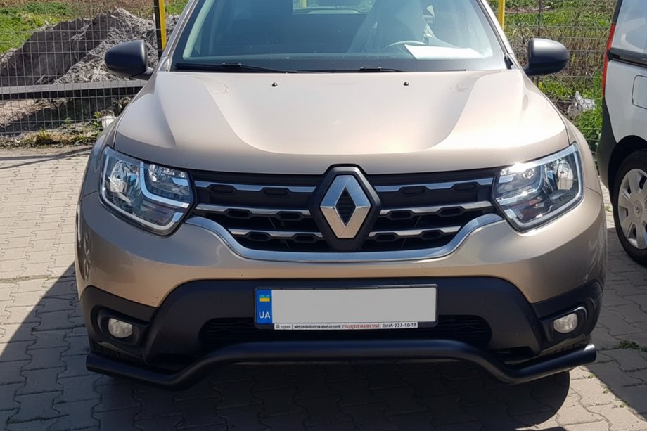 Dacia Duster 2018-2024 рр. Передній захист WT008 Black (нерж.) Фото 3
