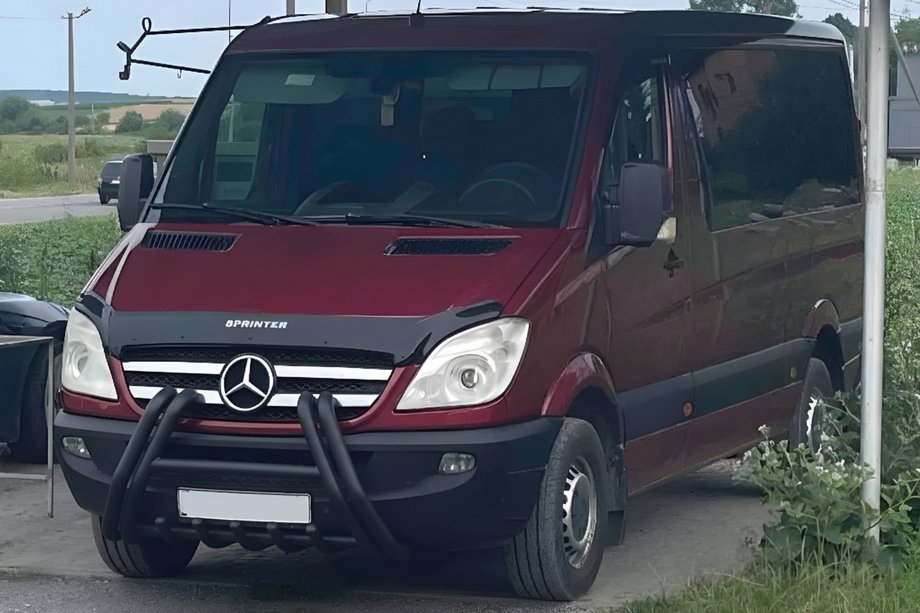 Mercedes Sprinter W906 2006-2018 рр. Кенгурятник F1-01M Black (2006-2013, нерж.) Фото 1