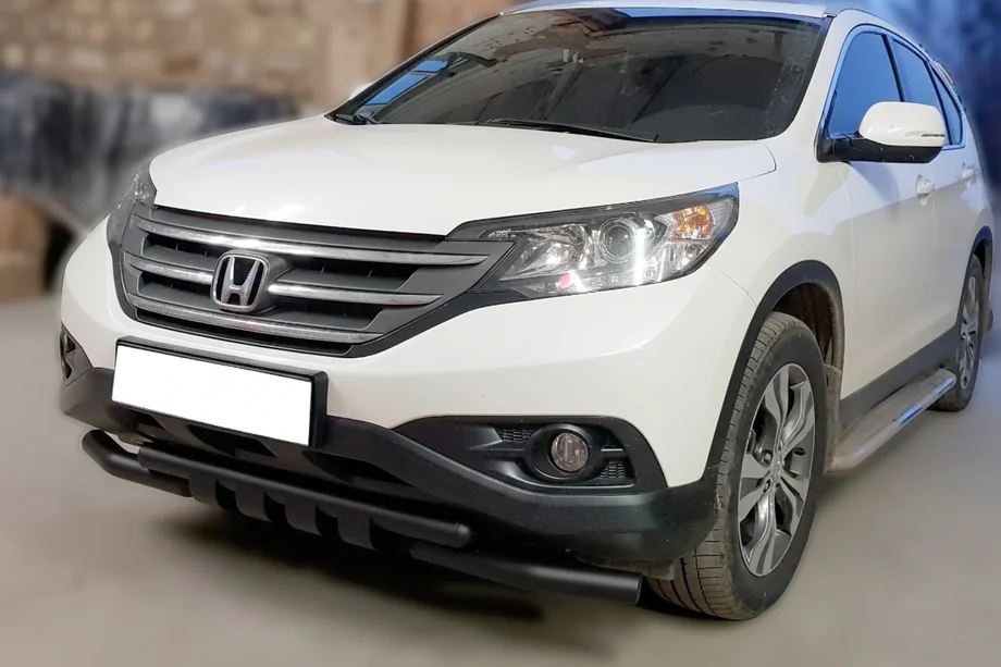 Honda CRV 2012-2016 рр. Передній захист Shark Black (нерж)